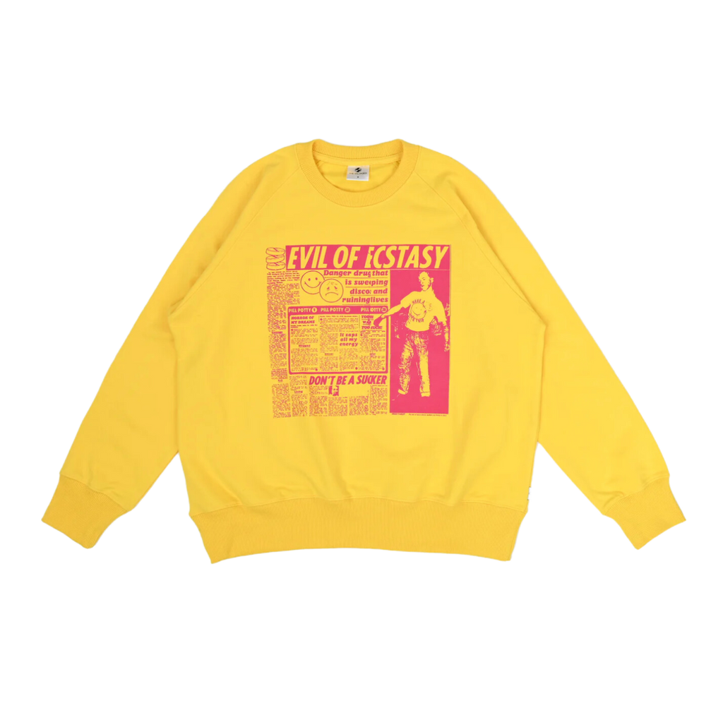 DISCO DANGER RAGLAN SWEATSHIRT IN SUMMER YELLOW