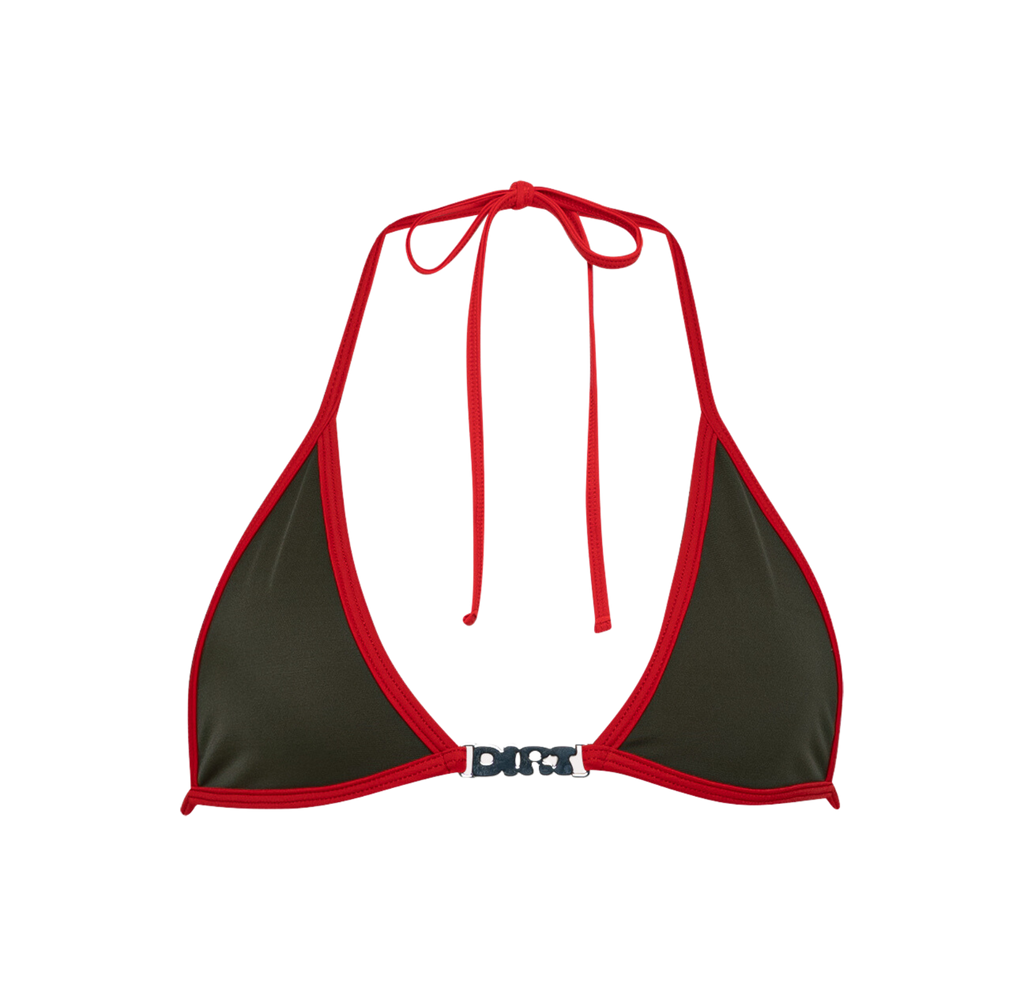 KHAKI / RED BIKINI TOP