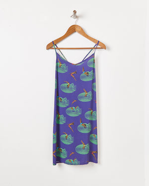 DIVE IN SLIP DRESS IN NAVY