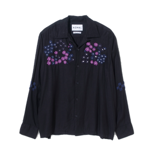 FLOWER HAND EMBROIDERY SHIRT IN BLACK